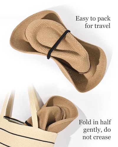Straw Cowboy Sun Hats with Wind Lanyard UPF 80+ O706833