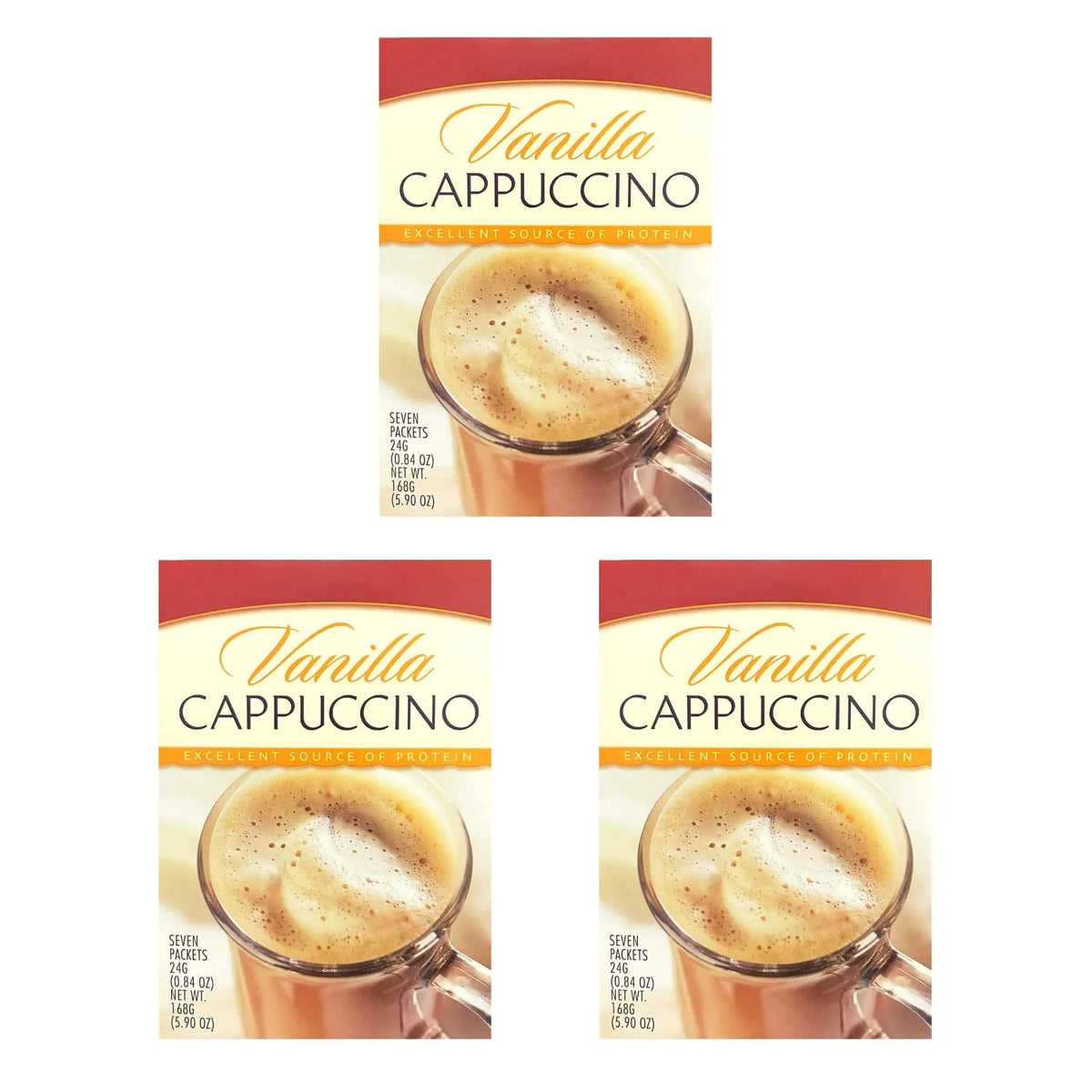 Vanilla Cappuccino 15g Protein Low Calorie Low Carb Low Sugar 7 Servings Per Box 3 Pack Q592