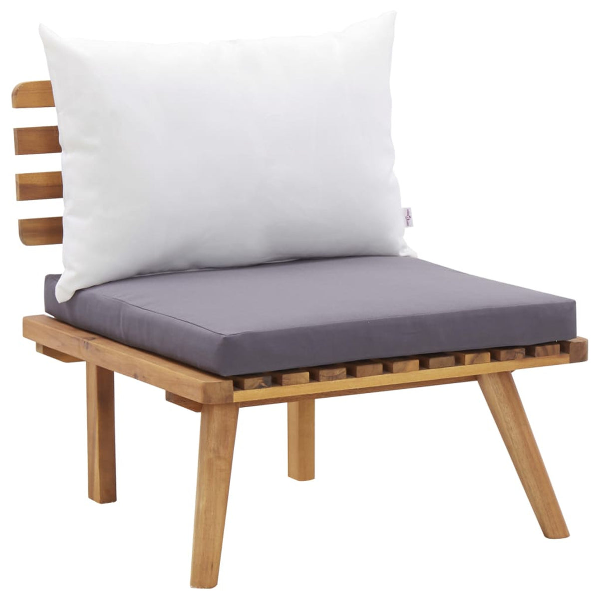 4 Piece Patio Lounge Set with Dark Gray Cushions Acacia Wood Outdoor Sectional Sofa Set F359602