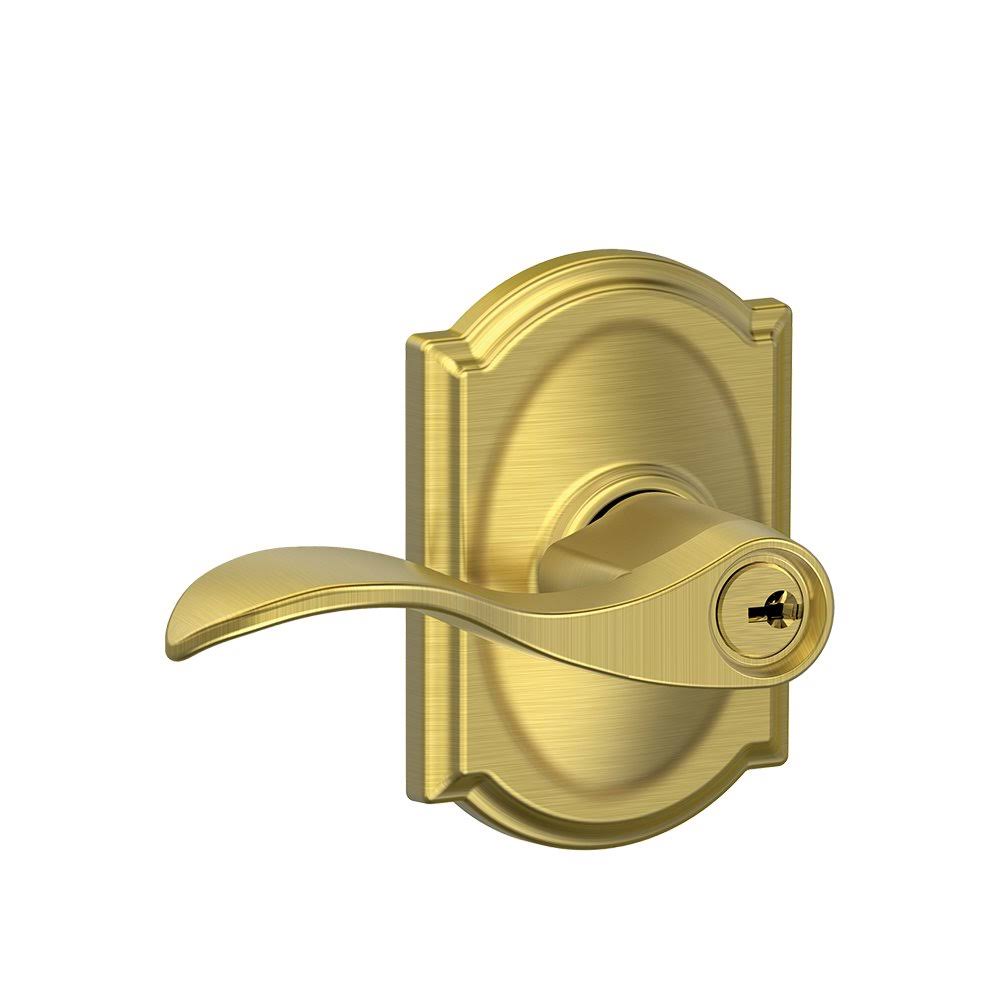 Satin Brass Keyed Entry Door Lever Set K649210
