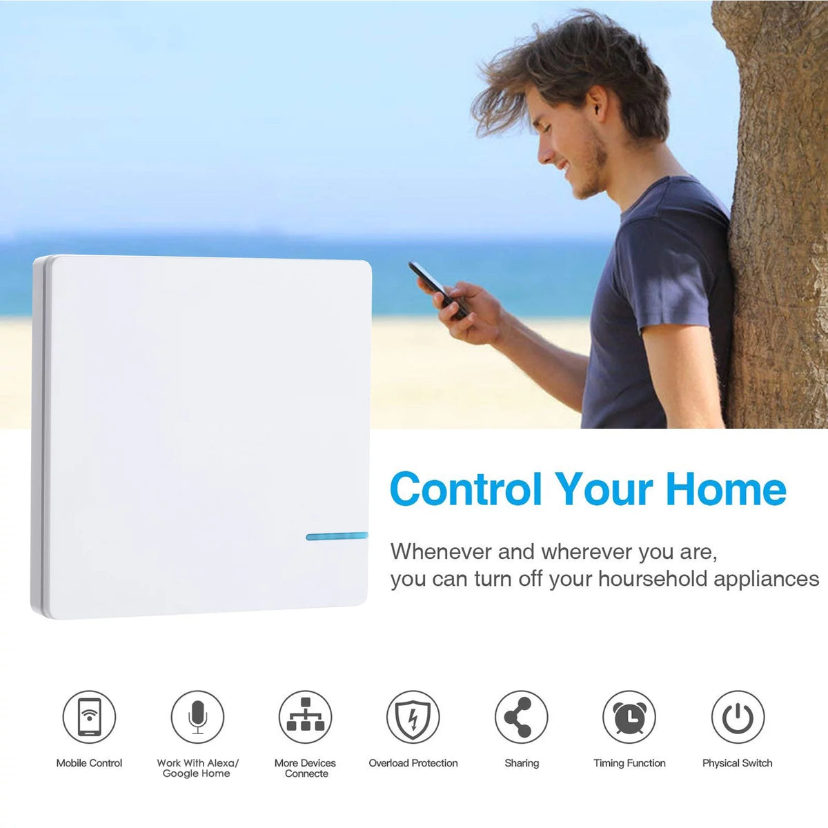 Smart Light Switch WiFi Wall Wireless 2x 1-gang Switch + 2x WIFI Receiver O21445