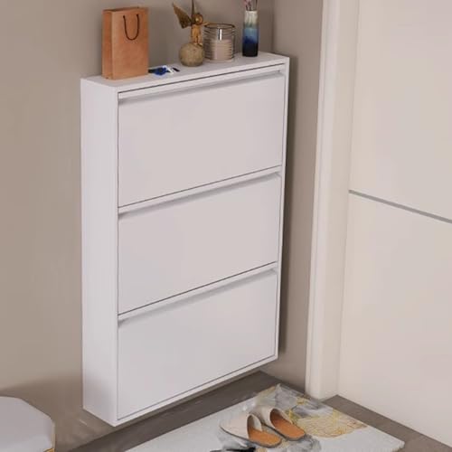 Gray Wall Mounted Shoe Cabinet with Flip Drawers I9106