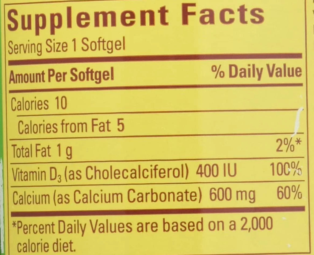 Calcium 600 mg With Vitamin D Liquid Softgels 100 Each - Pack of 4 P316