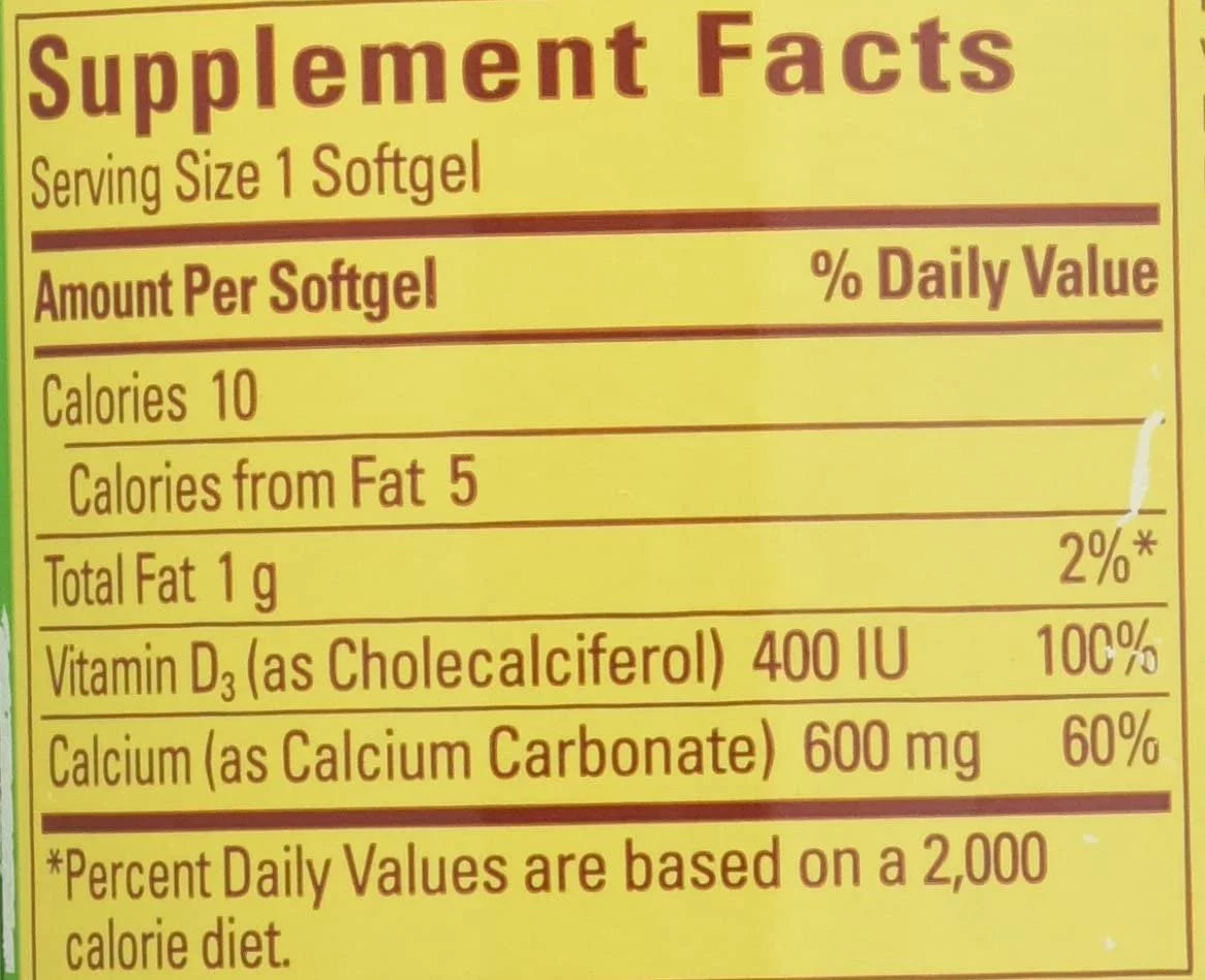Calcium 600 mg With Vitamin D Liquid Softgels 100 Each - Pack of 4 P316