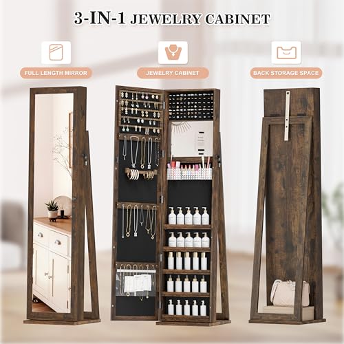 Brown Jewelry Cabinet with Full-Length Mirror G815121