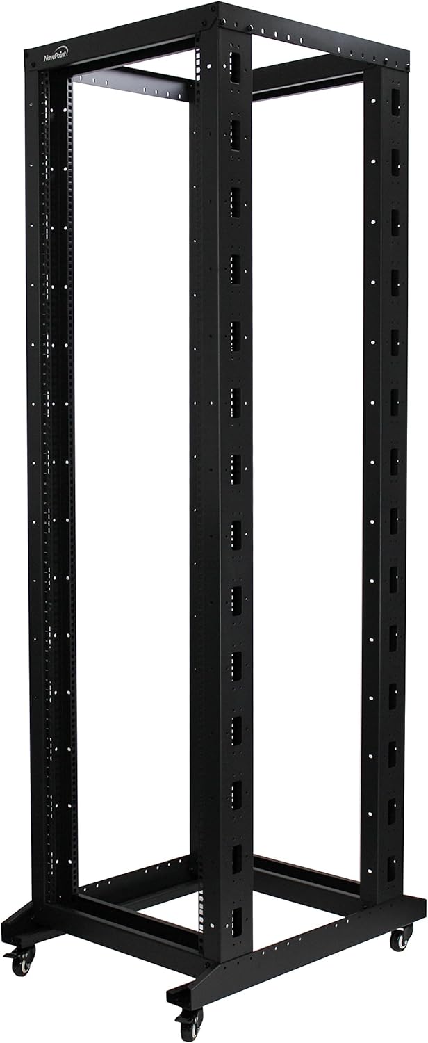42U 4-Post Open Frame Server Network Rack with Casters Black F5448