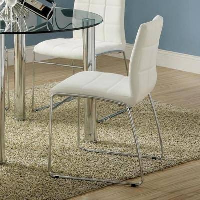 White Leatherette Side Chair Set of 2 E152