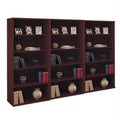 5 Shelf 3 Piece Wall Bookcase Set in Mahogany Y460