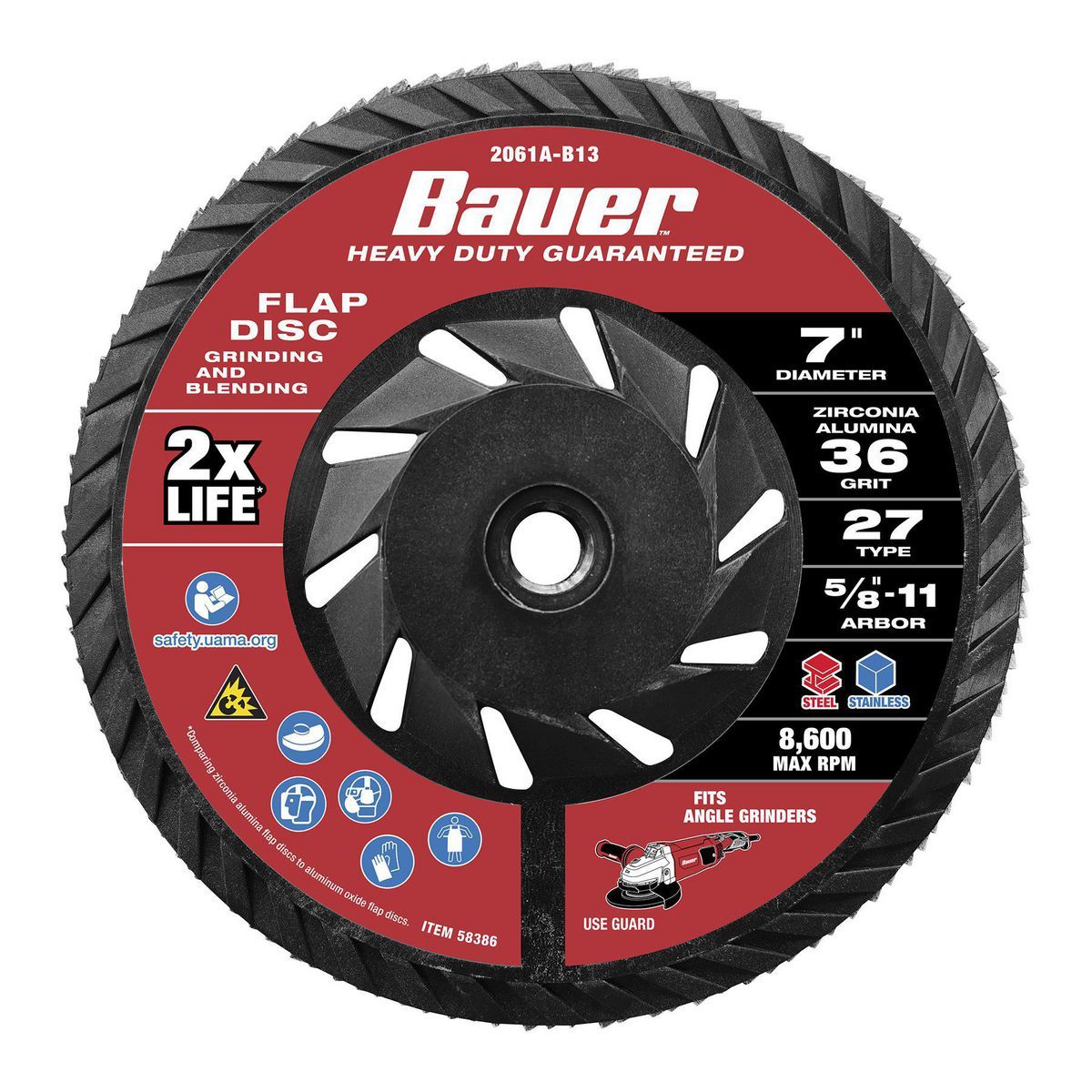 7 in. 36-Grit Type 27 Flap Disc with Zirconia Grain T88197