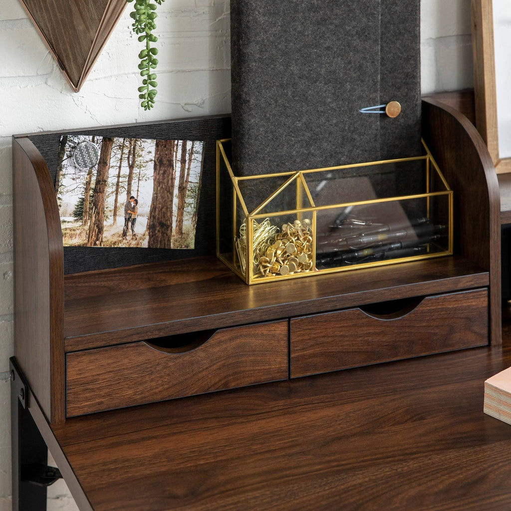 Reclaimed Barnwood Writing Desk with Small Hutch W718490