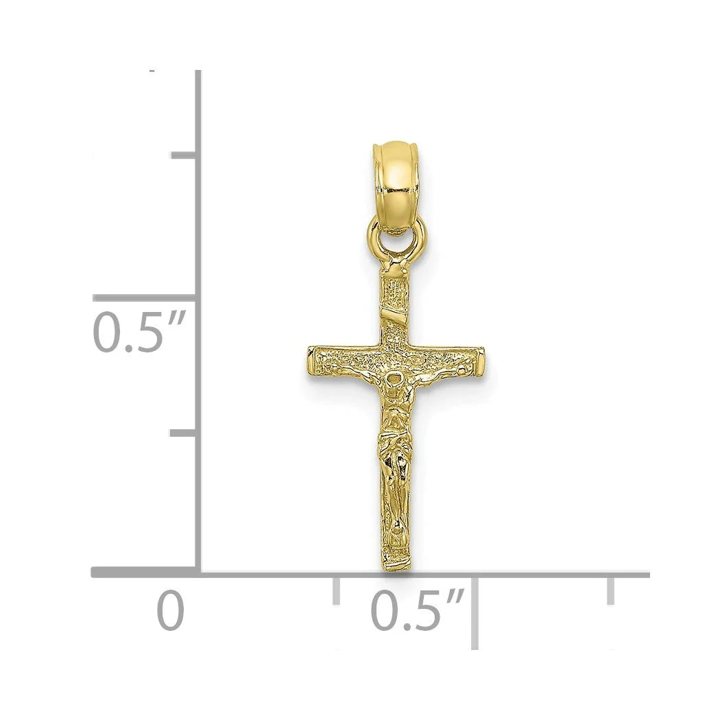 10k Gold Mini Crucifix Pendant Necklace O363