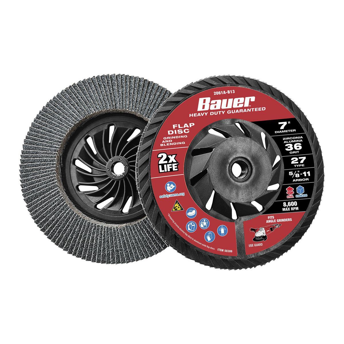 7 in. 36-Grit Type 27 Flap Disc with Zirconia Grain T88197