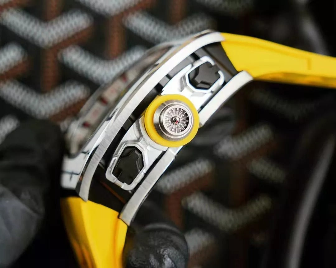 White Bezel Yellow Rubber Strap Tourbillon H56426