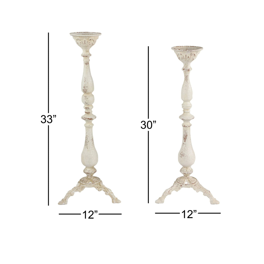 Vintage White Metal Candle Holders, Set of 2 S3242