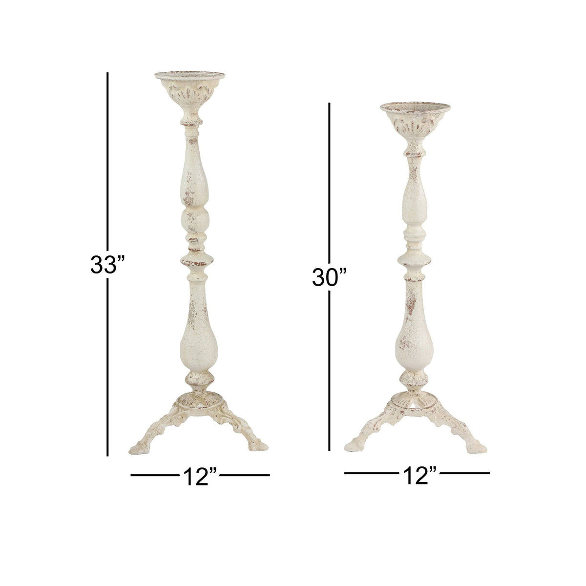 Vintage White Metal Candle Holders, Set of 2 S3242