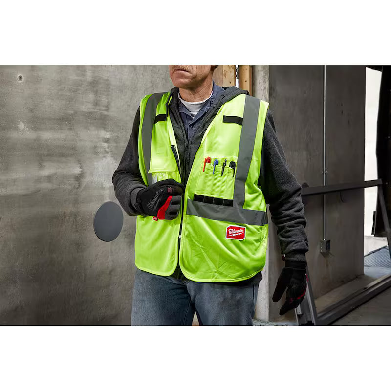 Yellow Class 2 High Visibility Safety Vest with 10 Pockets 12-Pack X239414