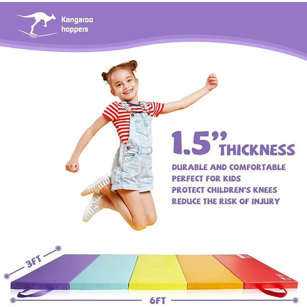 3' x 6' Kids Gymnastics Mat with Carrying Handles D47341