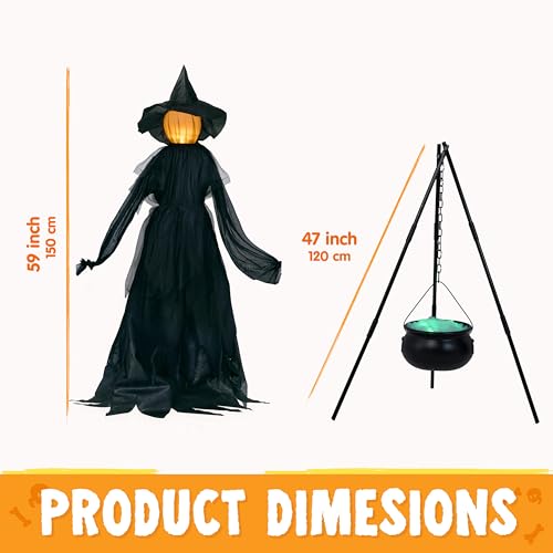 Set of 3 Light Up Witch Decorations with Cauldron W5285