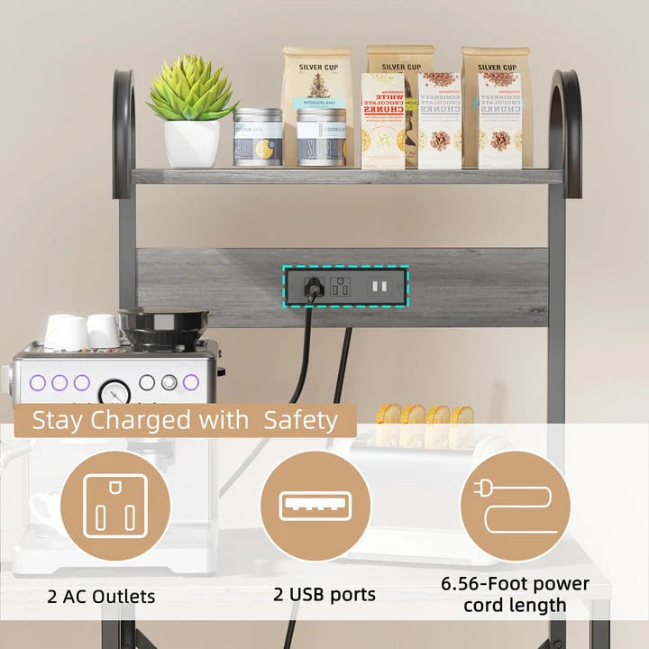 6 Tier Kitchen Bakers Rack with Power Outlet B433