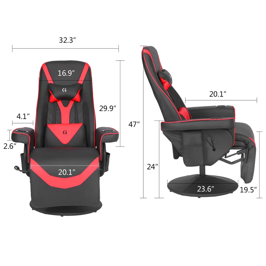 Queen Throne Video Gaming Chair Ergonomic Recliner Racing Chair with Footrest, Black Red J781473