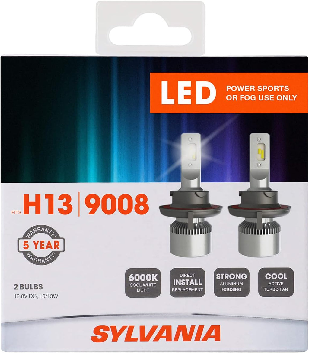 H13 6000K LED Headlight Replacement Bulbs, Cool White (2 Pack) V7541