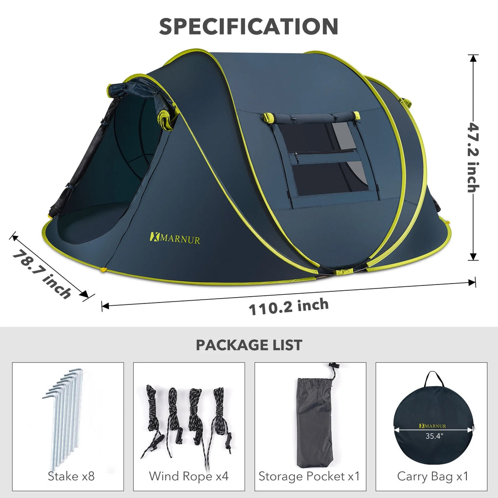 4-Person Waterproof Pop Up Camp Tent K13724