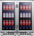 30 Inch Wide 160 Can Built-In Side by Side Beverage Cooler with Blue LED Lighting O513