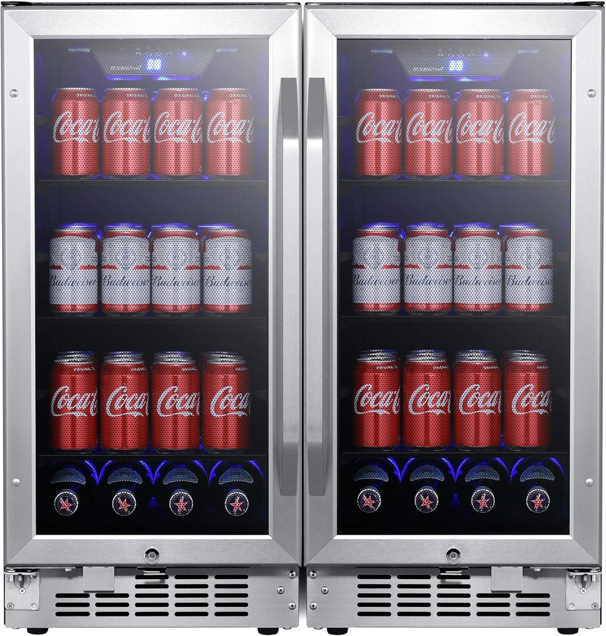 30 Inch Wide 160 Can Built-In Side by Side Beverage Cooler with Blue LED Lighting O513