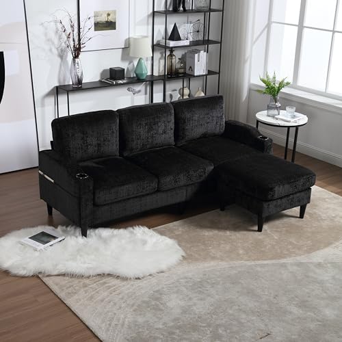 Beige Convertible L Shaped Sectional Sofa with Storage Ottoman F200