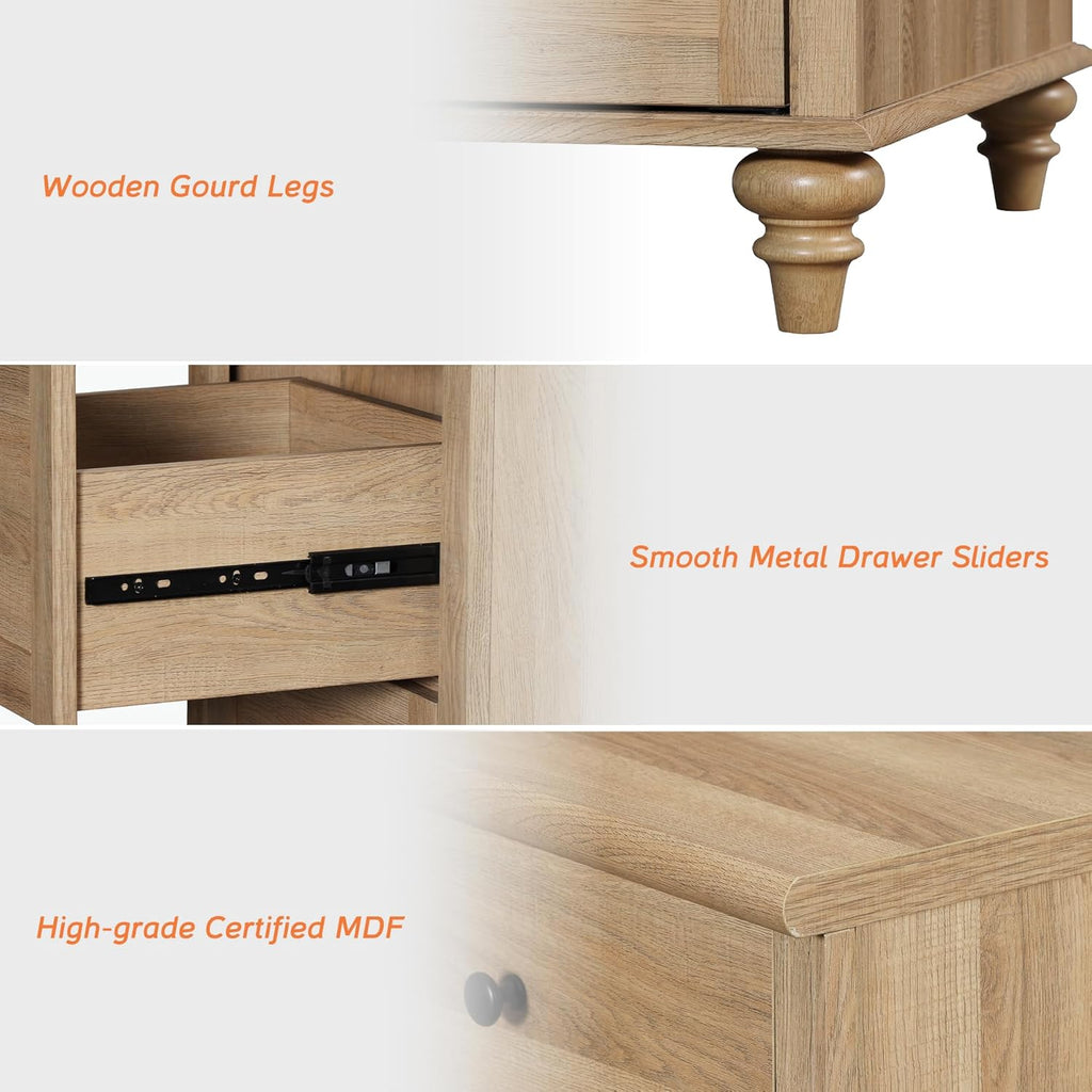 4 Piece Dresser and Nightstand Sets with Charging Station, Oak L4762