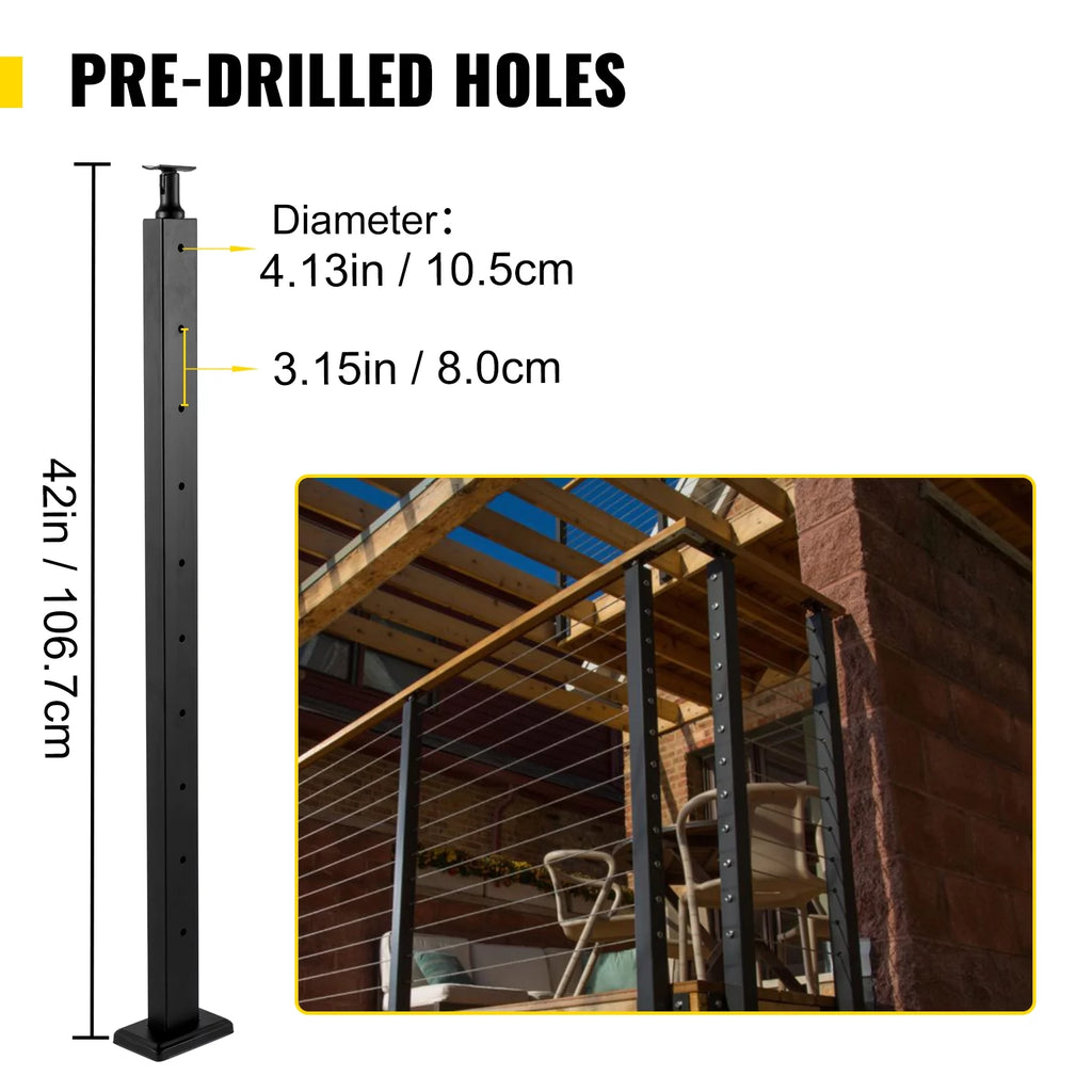 Black Cable Railing Post V31913