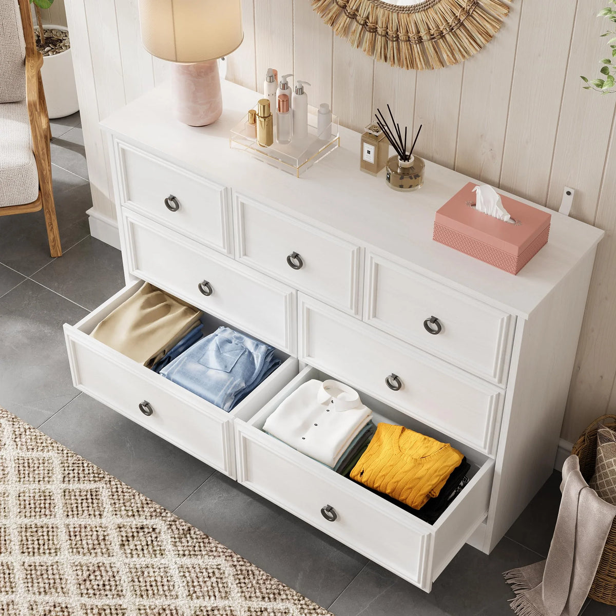 Gray 7 Drawer Wood Dresser Q75288
