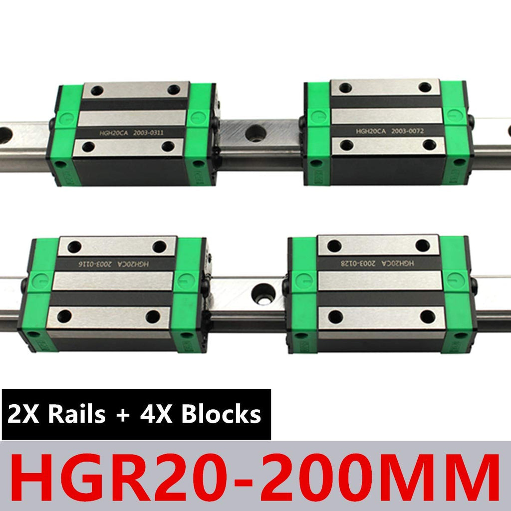 2Pcs HGR20-1200mm Linear Slide Guideway Rail + 4Pcs HGH20A Bearing Blocks Square Type Carriage for 20mm Linear Rail Set I545