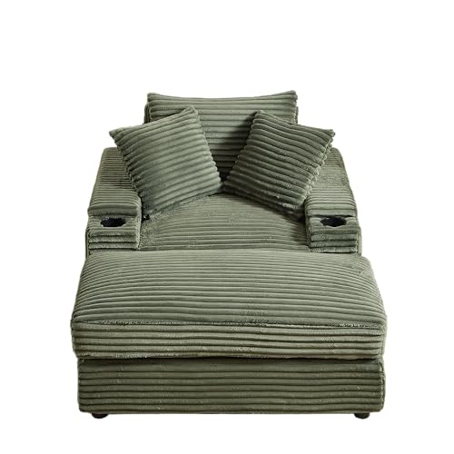 Oversized Corduroy Convertible Sleeper Sofa with Ottoman, Grey S924137