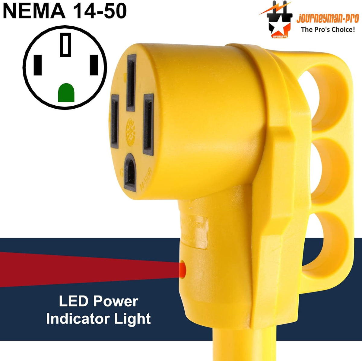 50A RV Power Extension Cord, Safety Yellow, 15 Feet K922339