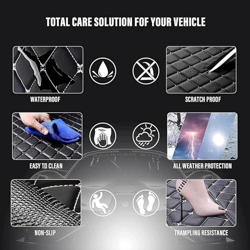 Gray Black Non-Slip Leather Floor Mats U424
