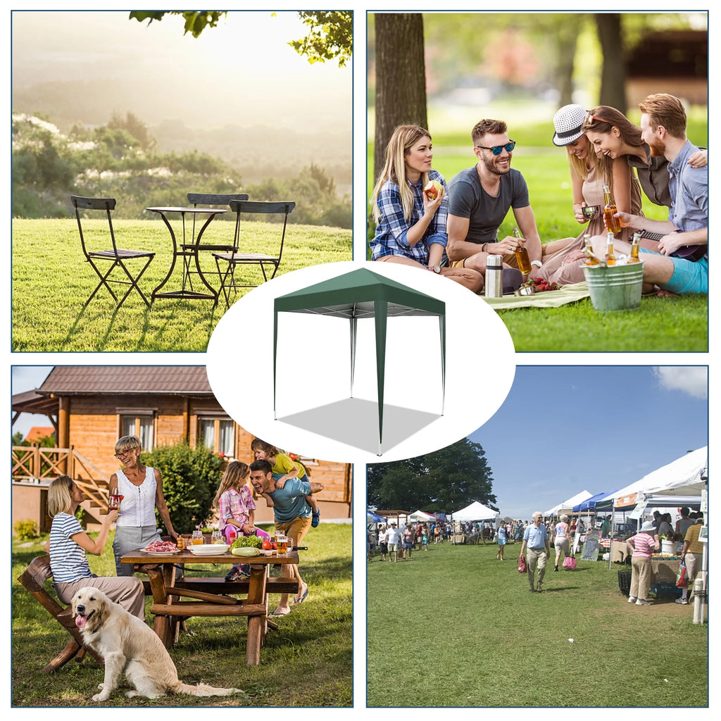 6.5 x 6.5ft Pop Up Gazebo Canopy Tent with 4 Sidewalls Green U6943