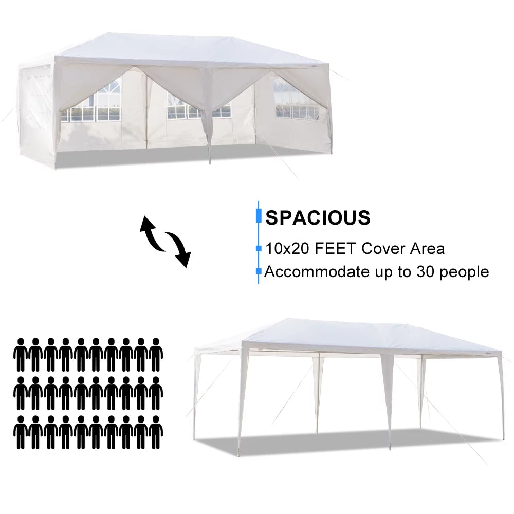 10'x 20' White Party Tent with Sides B5909