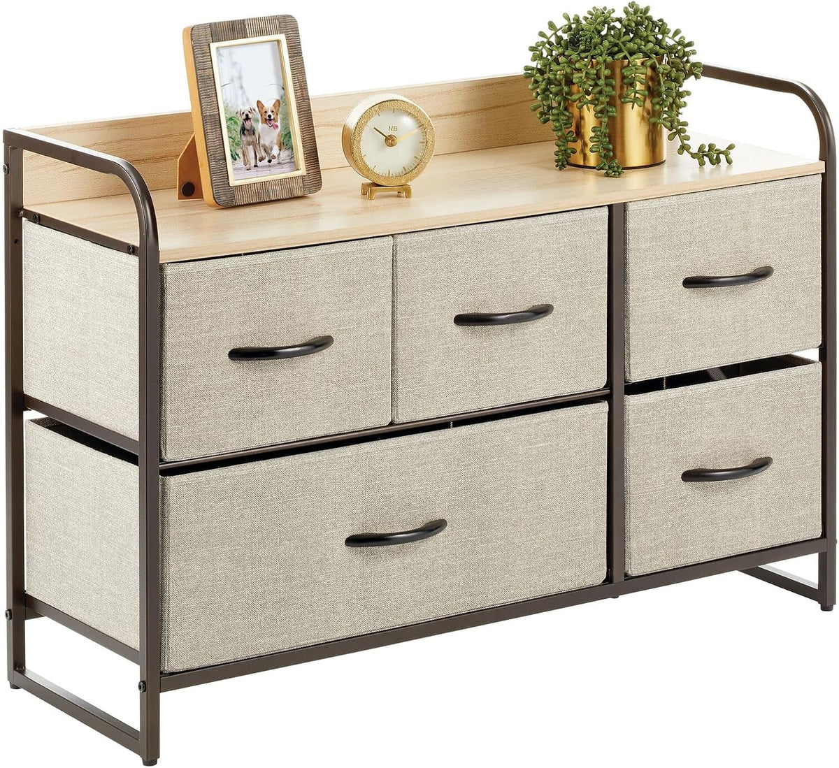 Horizontal Storage Dresser Unit with 5 Removable Fabric Drawers P324