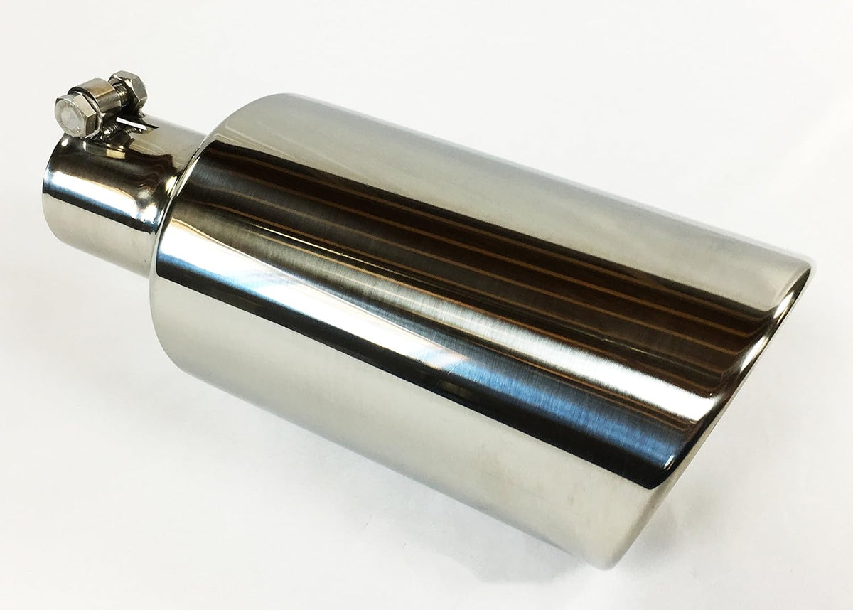 Polished Stainless Steel Bolt On Rolled Slant Exhaust Tip Pack of 2 O427