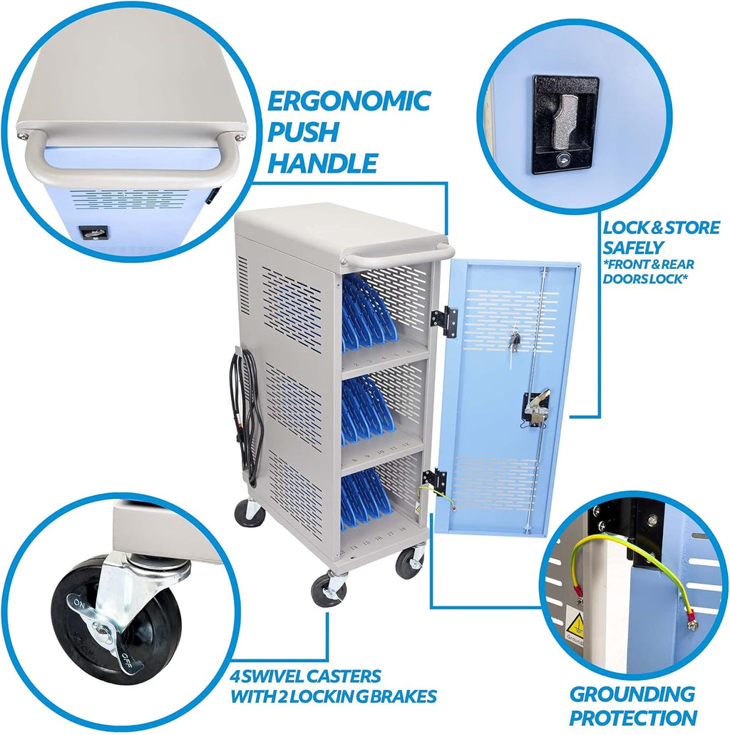 Locking Laptop Charging Cart for 18 Devices T876