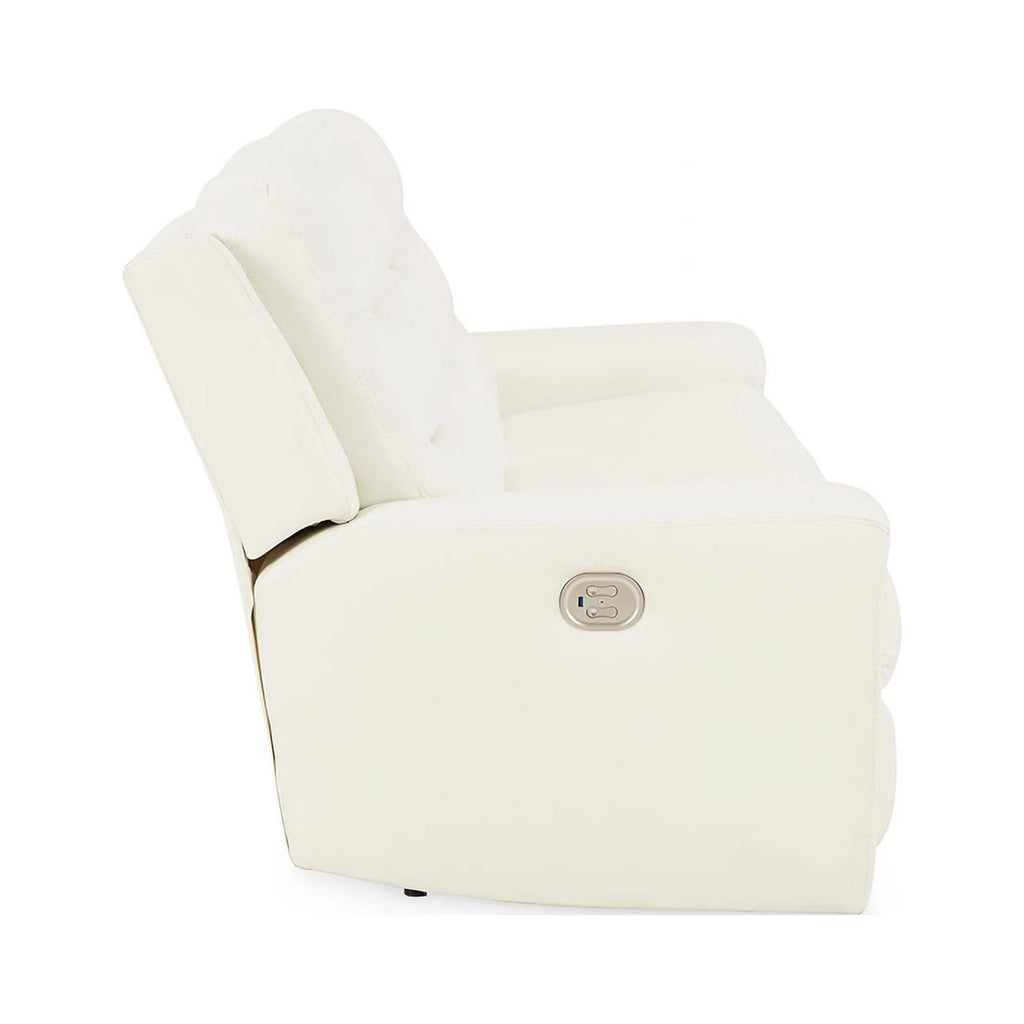White Faux Leather Power Reclining Sofa L832