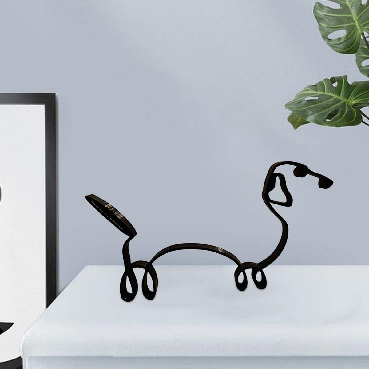 Metal Abstract Dog Line Drawing Sculpture G402829