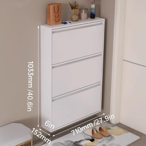 Gray Wall Mounted Shoe Cabinet with Flip Drawers I9106