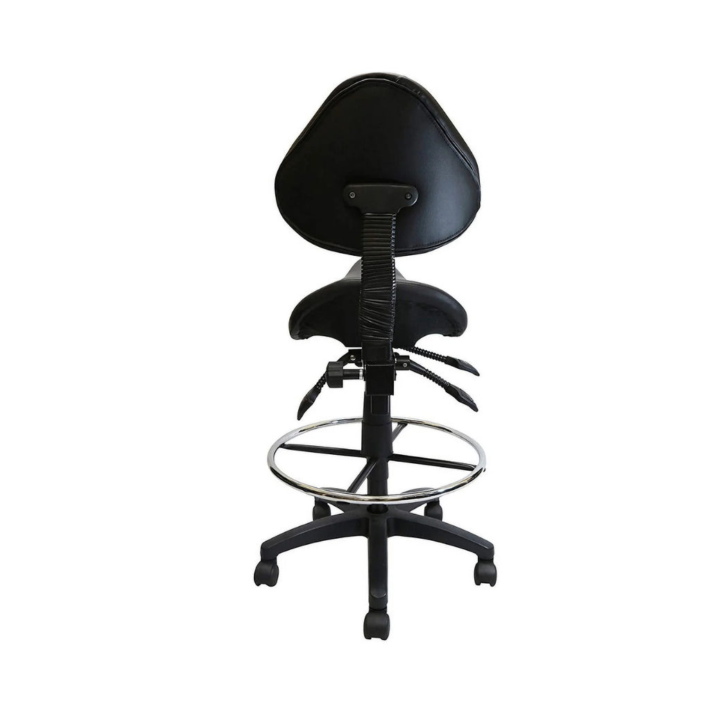 Adjustable Saddle Stool with Backrest, PU Leather, Black P150667