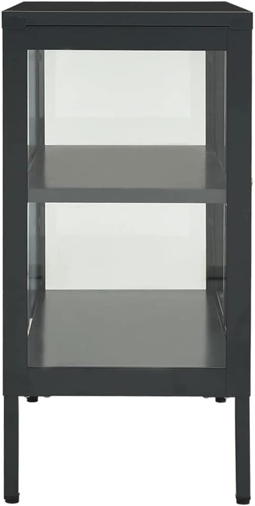 Anthracite Steel and Glass Sideboard C9655