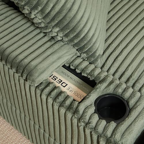 Oversized Corduroy Convertible Sleeper Sofa with Ottoman, Grey S924137