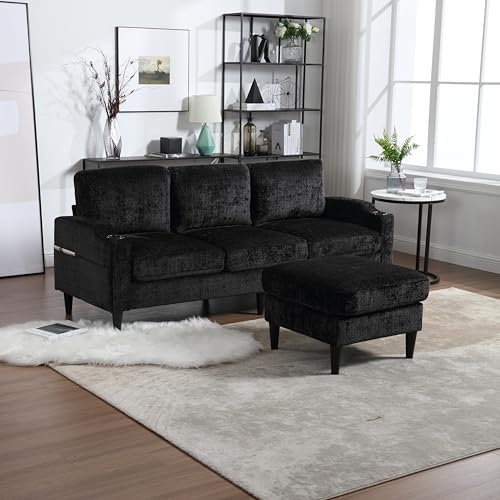 Beige Convertible L Shaped Sectional Sofa with Storage Ottoman F200