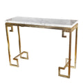 Modern Iron Console with Stone Top Gold White M880