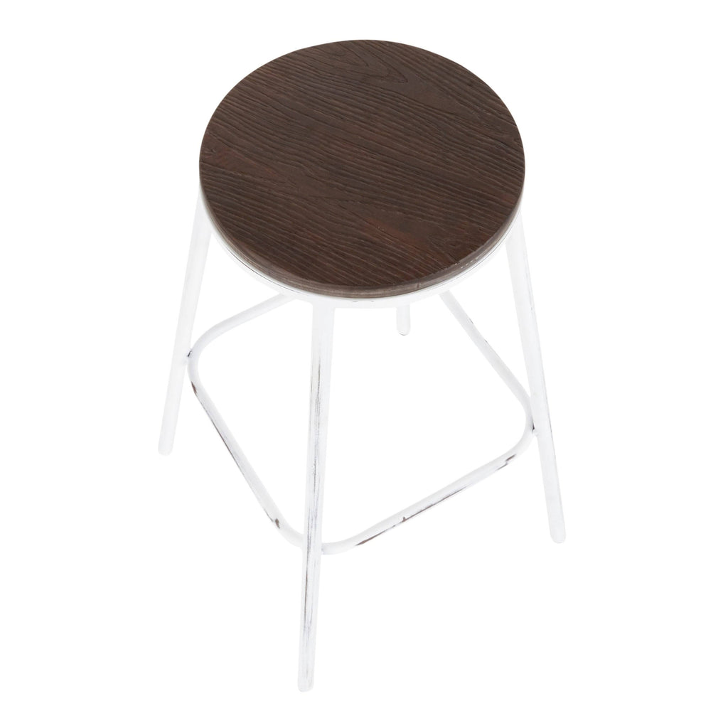 Industrial Round Bar Stool (Set of 2) Vintage White/Espresso D250410